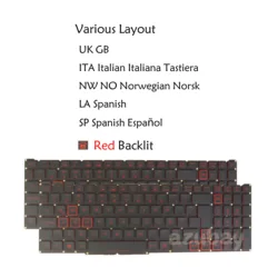 Red Backlit Laptop Keyboard For Acer Aspire Nitro AN517-41 AN517-51 AN517-53 AN517-54 AN715-51 LA Spanish UK Italian Norwegian