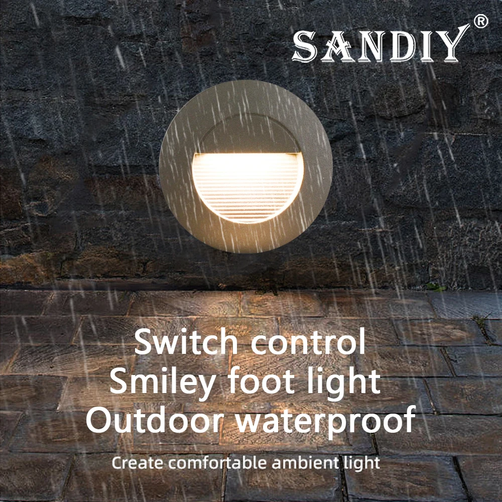 

Встраиваемый светодиодный светильник для ступеней, наружное освещение лестницы, водонепроницаемая лампа для балкона, круглые алюминиевые ночники, терраса, крыльцо, белый IP65