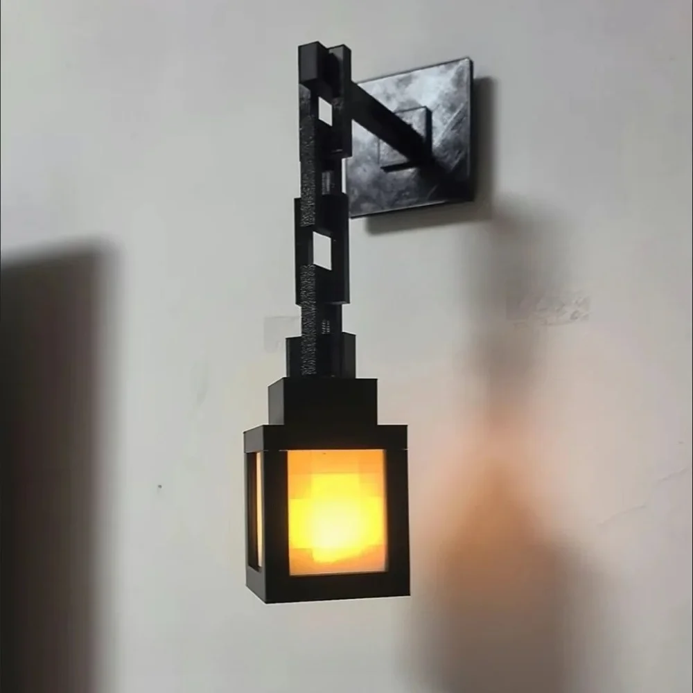 Lanterna luminosa impressa em 3D Nightlight Pixel Game Theme Ambient Home Decor Ornament Light