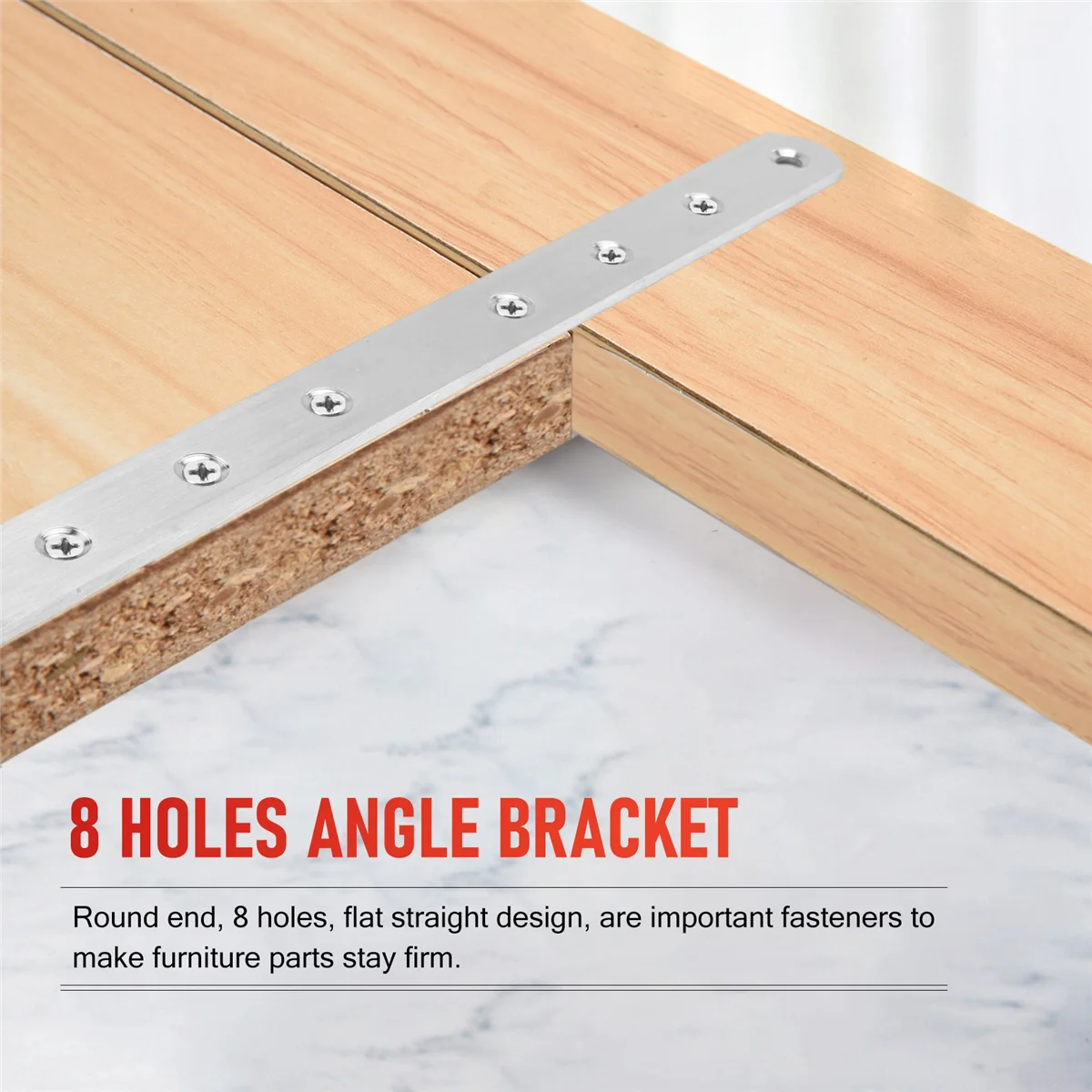 Logam 8 lubang desain lurus datar, braket sudut penyangga sudut 250mm