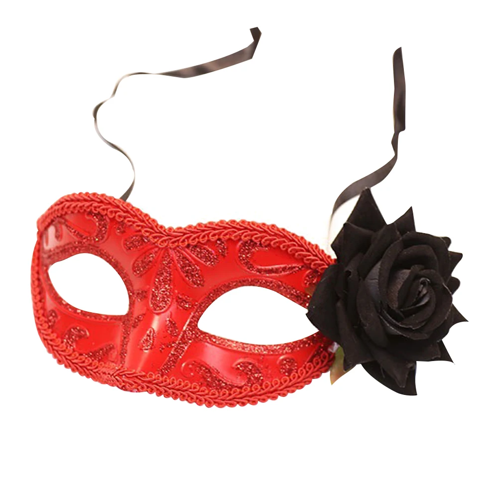 

Half face Mask AdultRose Masquerade Plastic Party Masks Black Red Cosplay Dance Accessories design