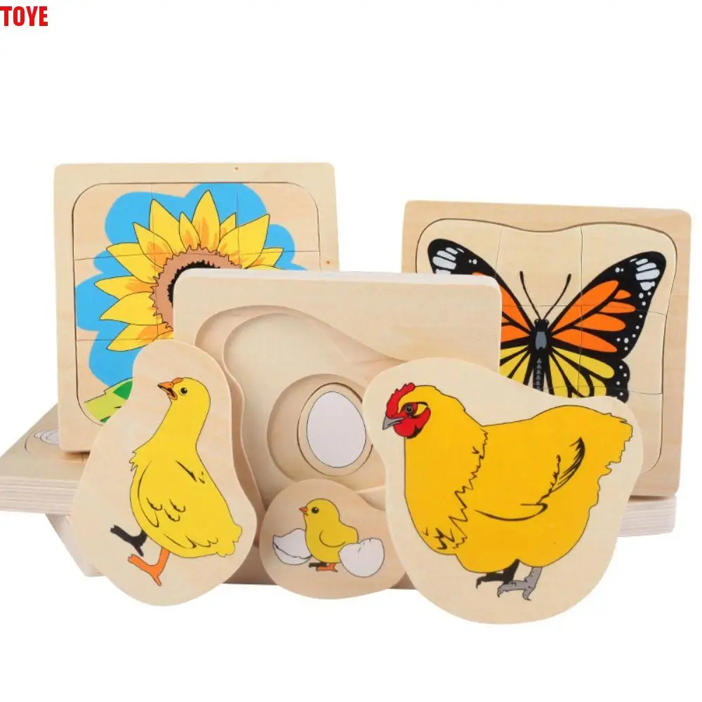 

Matching Toys Life Cycle 3D Puzzle Toy Montessori Cognitive Multi-Layer Jigsaw Interactive DIY Growth Puzzles Wooden Toys