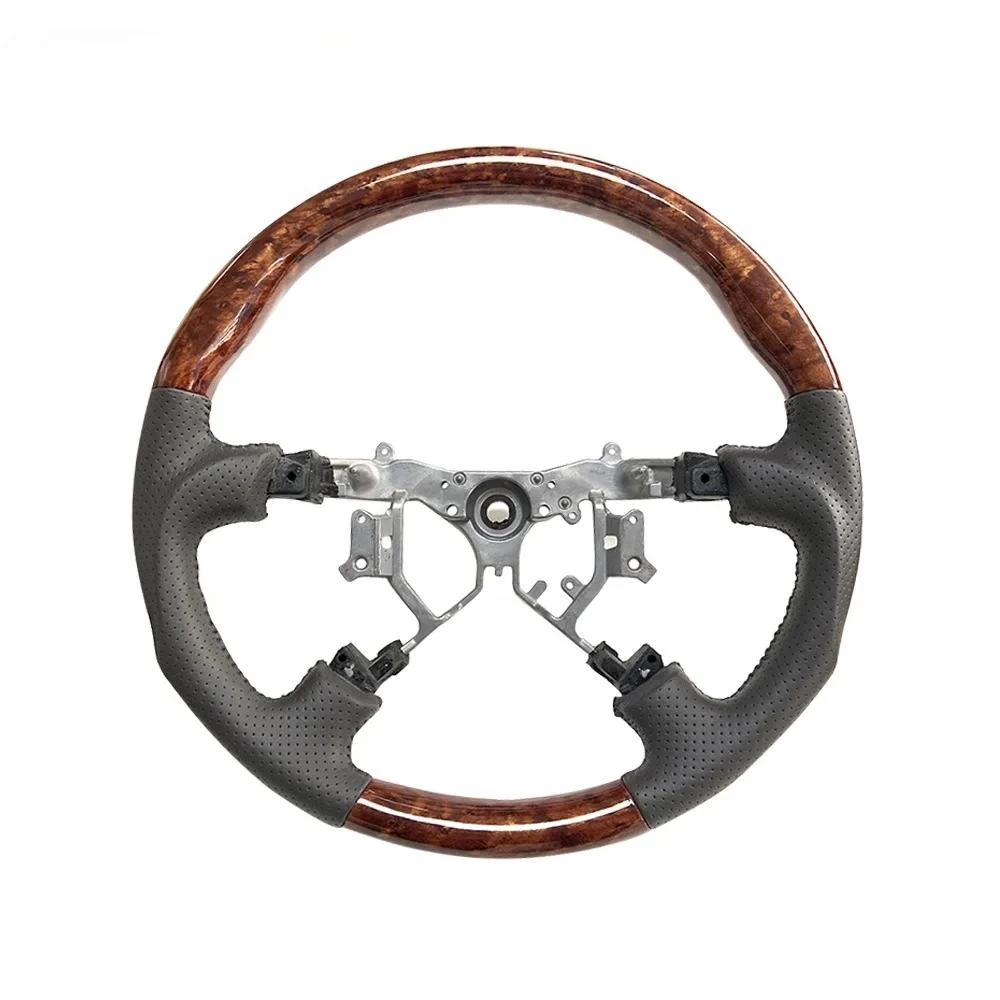 

Hot Aluminum Alloy grey Wooden texture Steering Wheel For Toyota crown 2006 2008 customized car handle sporty style car trim