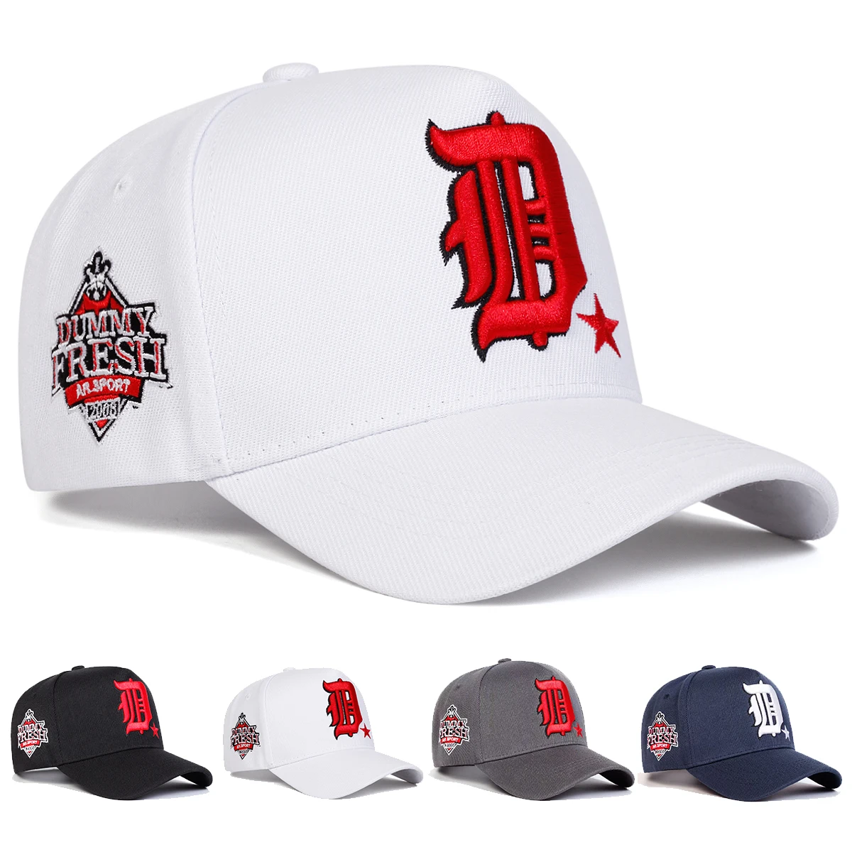Unisex D Letter Embroidery Side DUMMY FRESH Baseball Caps Spring Autumn Outdoor Adjustable Casual Hats Hip Hop Hat Sunscreen Hat