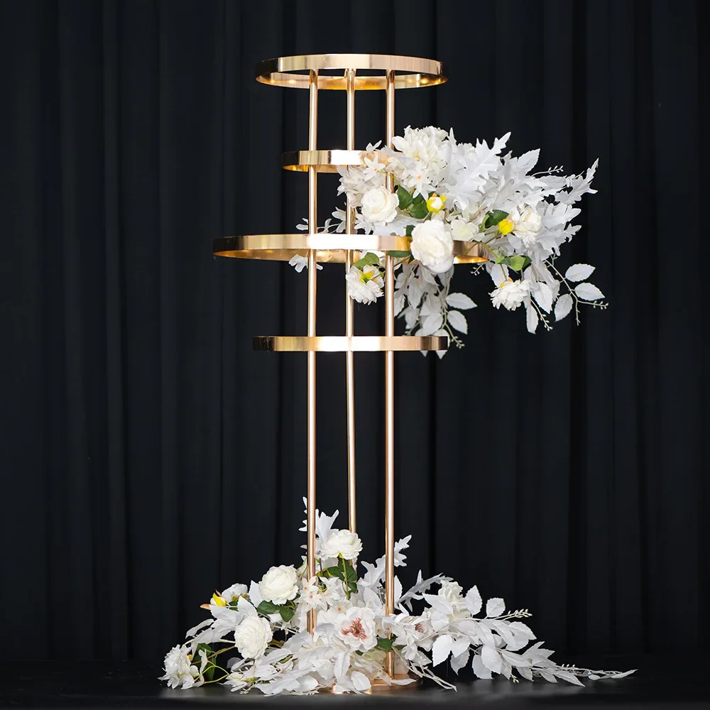 118cm Hoher Goldener Metall-Blumenständer 4-stufig Hochzeitstisch-Mittelstück Blumendekoration Rack Event Party Gang-Dekor Requisiten – Detail 2