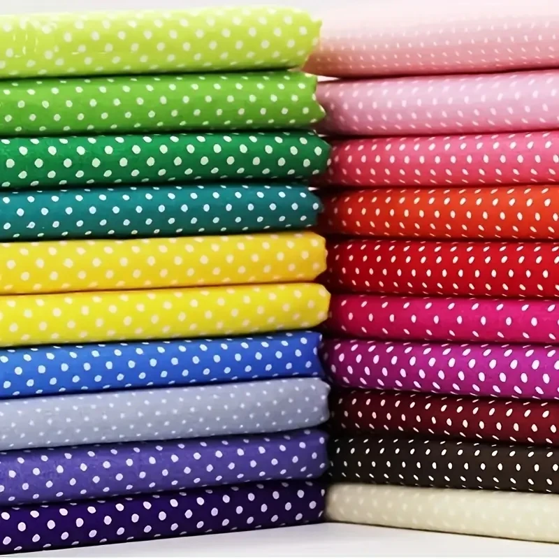 20pcs/set Multicolor Non-repeat Polka Dot Cotton Blend Fabric For DIySewing Scrapbooking Quilting Craft Patchwork