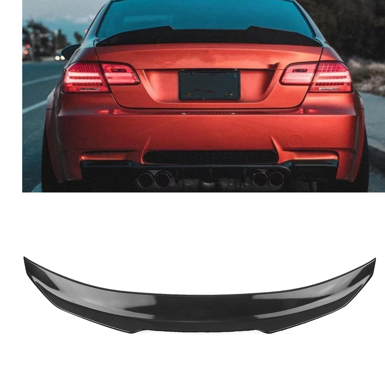 

For BMW 3 Series E92 & E92 M3 Coupe 2 Door 330i 2006-2012 Carbon Fiber Look/Gloss Black PSM Style Rear Trunk Spoiler Wing Lip