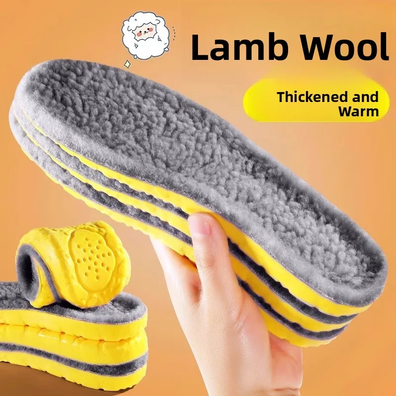 

Thiened Fce Sport Теплые стельки Дышащие удобные бархатные стельки с наполнителем ягненка Ультрамягкие ступенчатые стельки Осень Зима oe In...