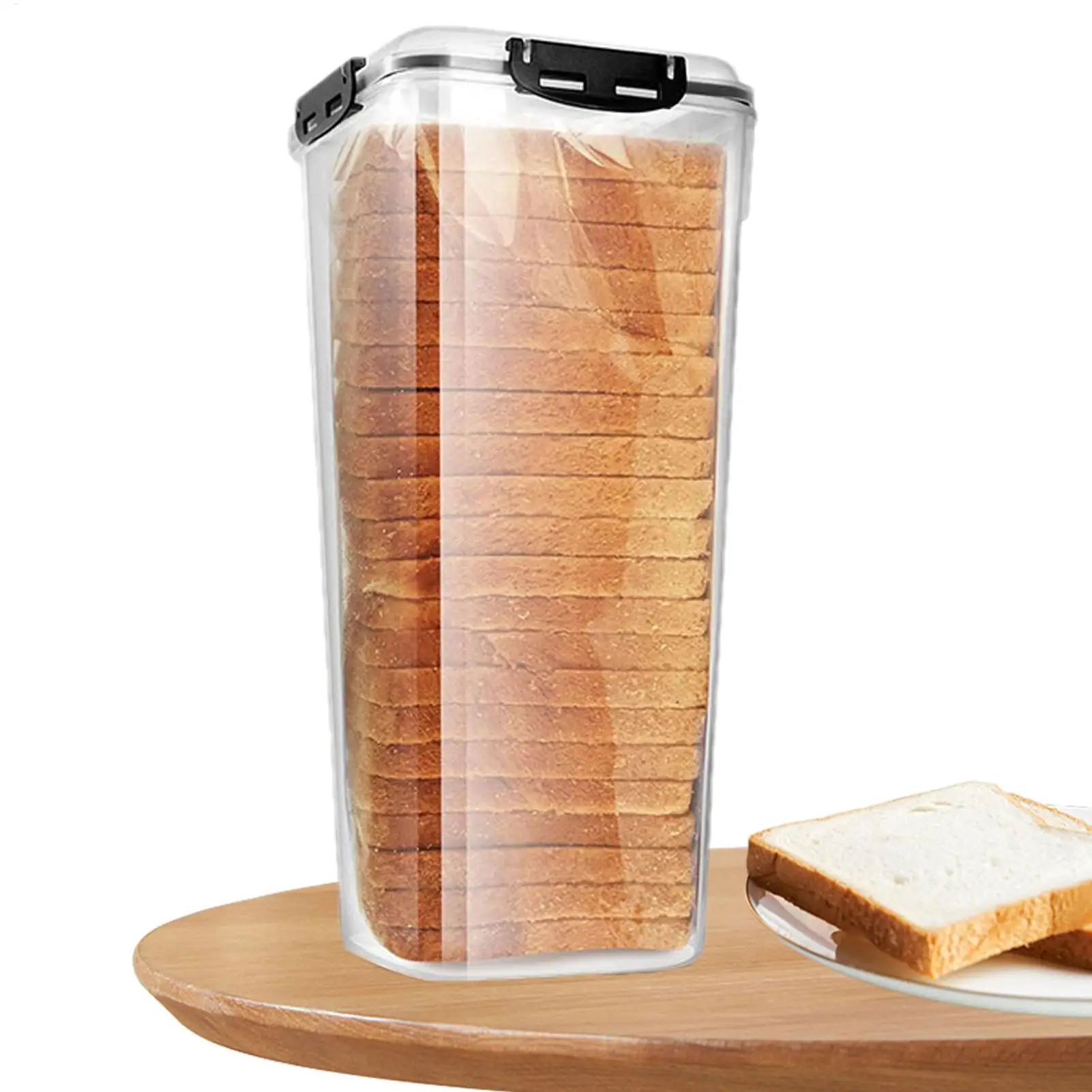 Caja de pan transparente, soporte de almacenamiento de tostadas de plástico para mantenimiento fresco con tapa, contenedor de almacenamiento de pan más fresco