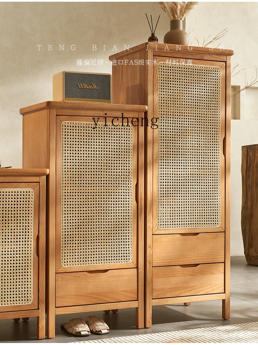 ZZ Rattan خشب متين لون غرفة المعيشة خزانة عالية ومنخفضة Inn B & B مزيج البدلة #5