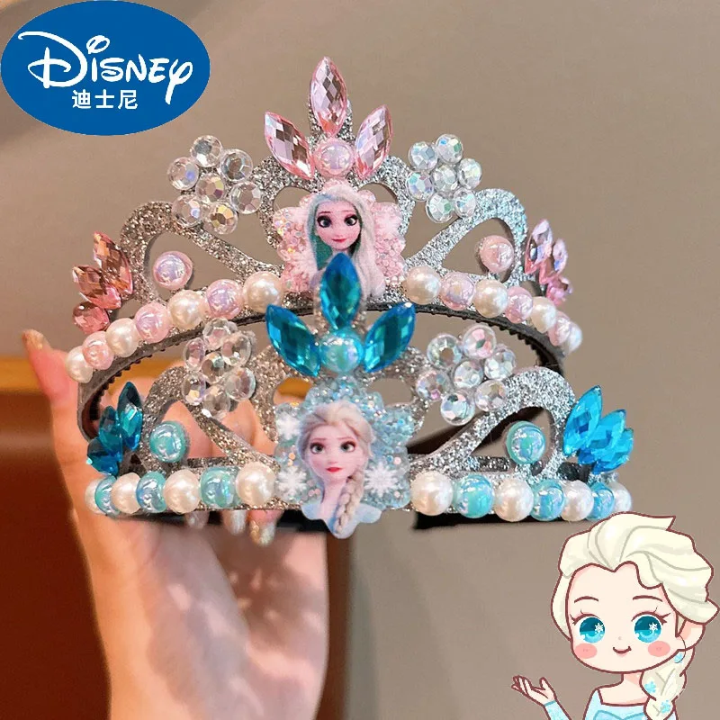 Disney Anime Frozen Children's Headband Kawaii Princess Elsa Crown Dress Accessories Girls Hair Accessories Gifts