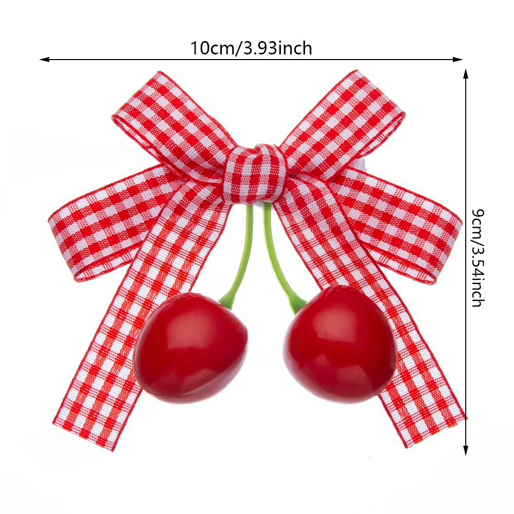 4Pcs/Lot Vintage Cherry BB Barrettes Red Plaid Bow Hair Clips for Princess Newborn Girls Kids Hairgrips Hairpins