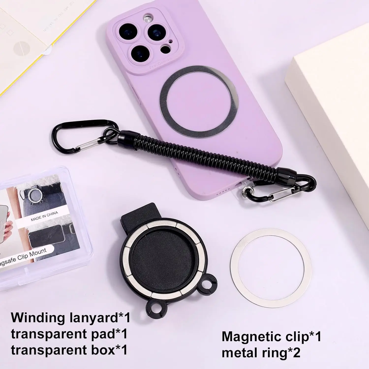 

Magnetic Belt Clip Holder Mobile Phone Holder Free Hands Backpack Clip Metal Hook Spring Rope For iPhone Magsafe Accessories