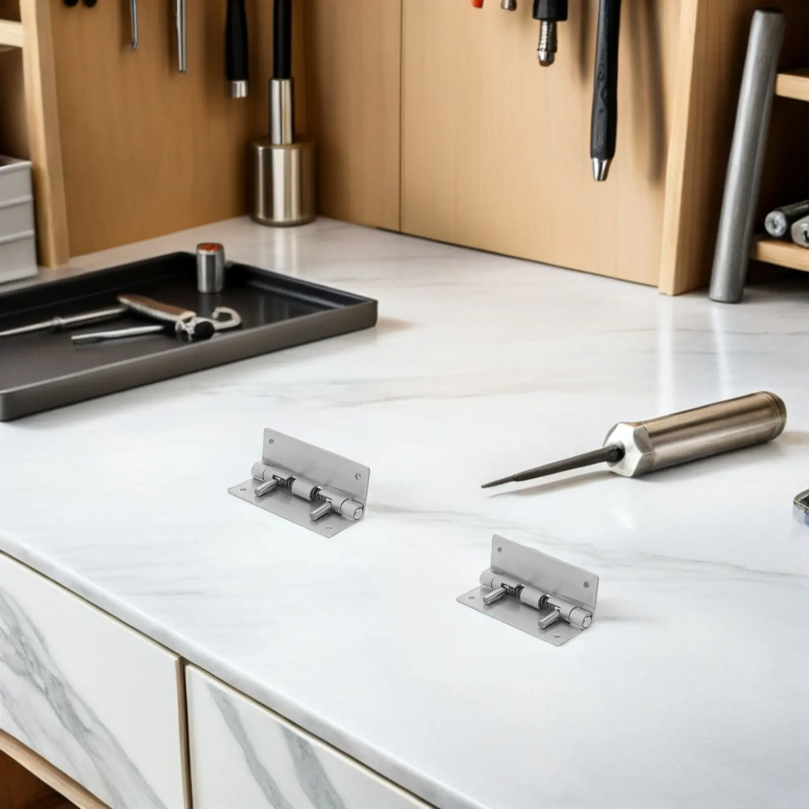 2Pcs Stainless Steel Concealed Cabinet Door Folding Hinges Detachable Kitchen Cupboard Hardware Heavy Duty Stable Smooth
