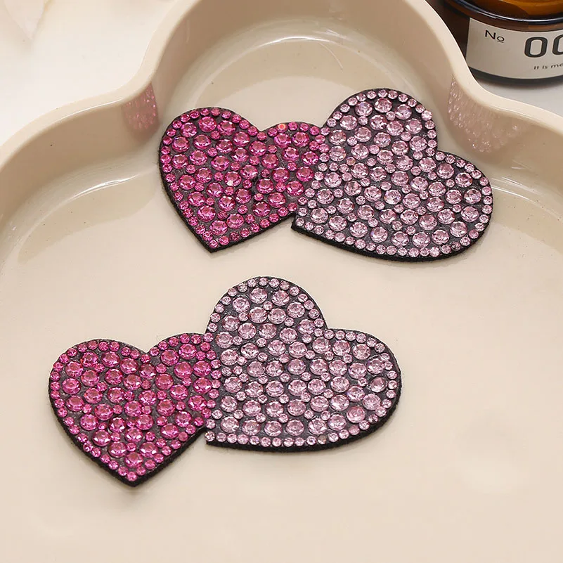 Heart Patches Rhinestone Applique Sew On DIY For Clothing Jacket Backpack Sewing Decorative Badges BX198