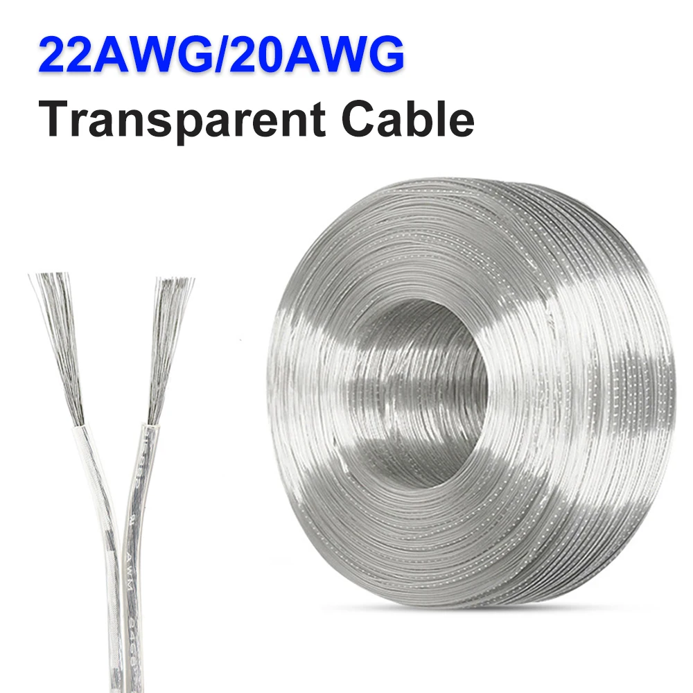 1m-80m 22AWG 20AWG LED Strip Light Welding Electric Wire 2Pin Audio Electronic Toy DC Power Transparent Parallel Copper Cable