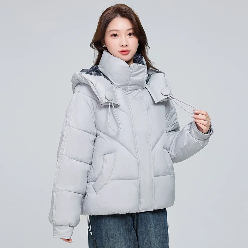 

Winter New plus Size down Cotton Jaet Women's Faion Casual Simple Matching Hood Warm Thi ort Coat Korean Sle