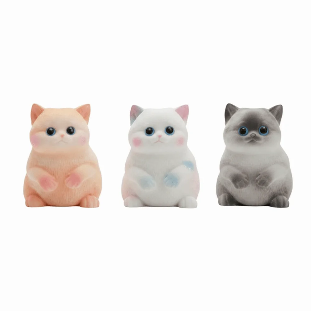 Collectible Slow Rebound Cat Squishy Soft Silicone Realistic Cat Cat Squeeze Flocking Surface Cute Cat Pinching for