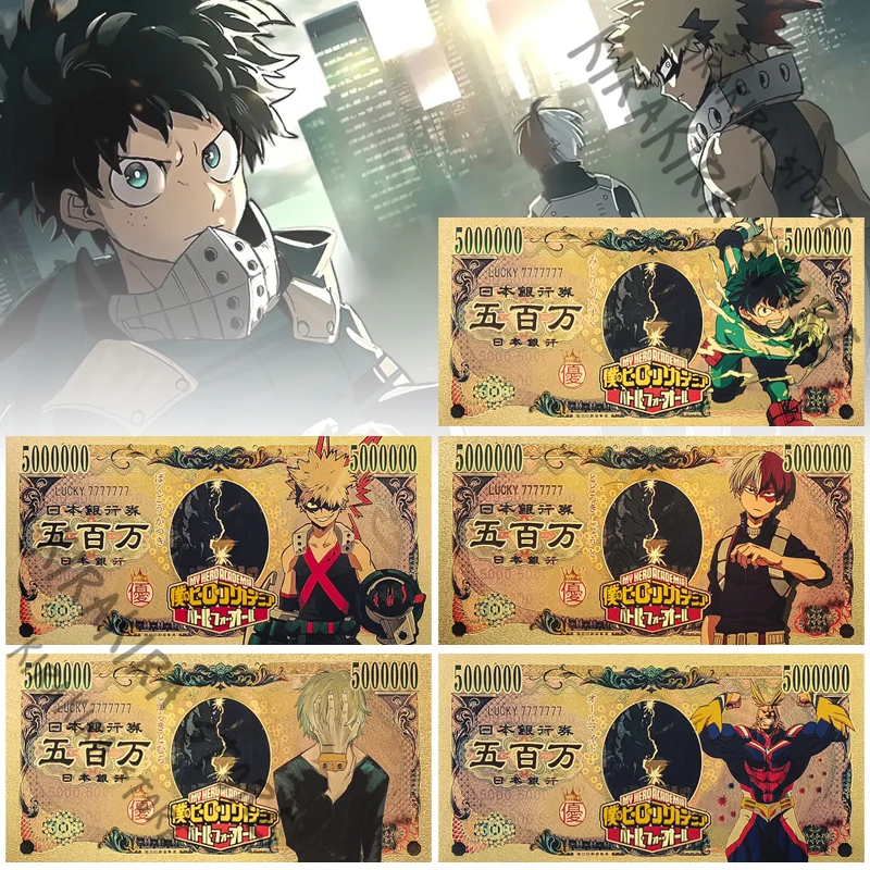 

My Hero Academia Commemorative Gold Foil Banknote Cartoon Anime Collector's Edition Cosplay Bookmark Japanese Accessories