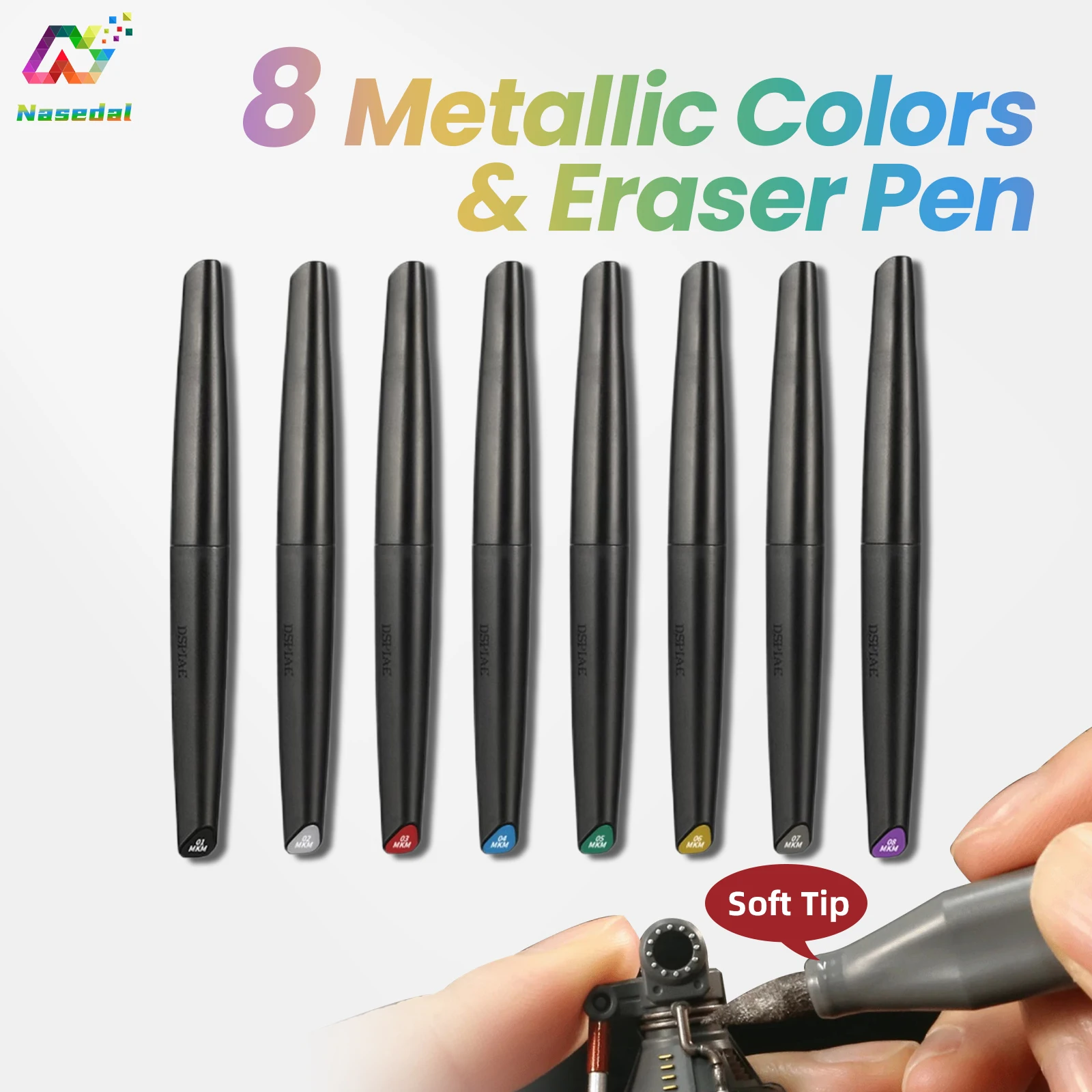 DSPIAE Soft Tip Water-Based Acrylic Marker Kit Basic / Metallic / Fluorescent Colors for Gundam Model Painting Hobby DIY Tools
