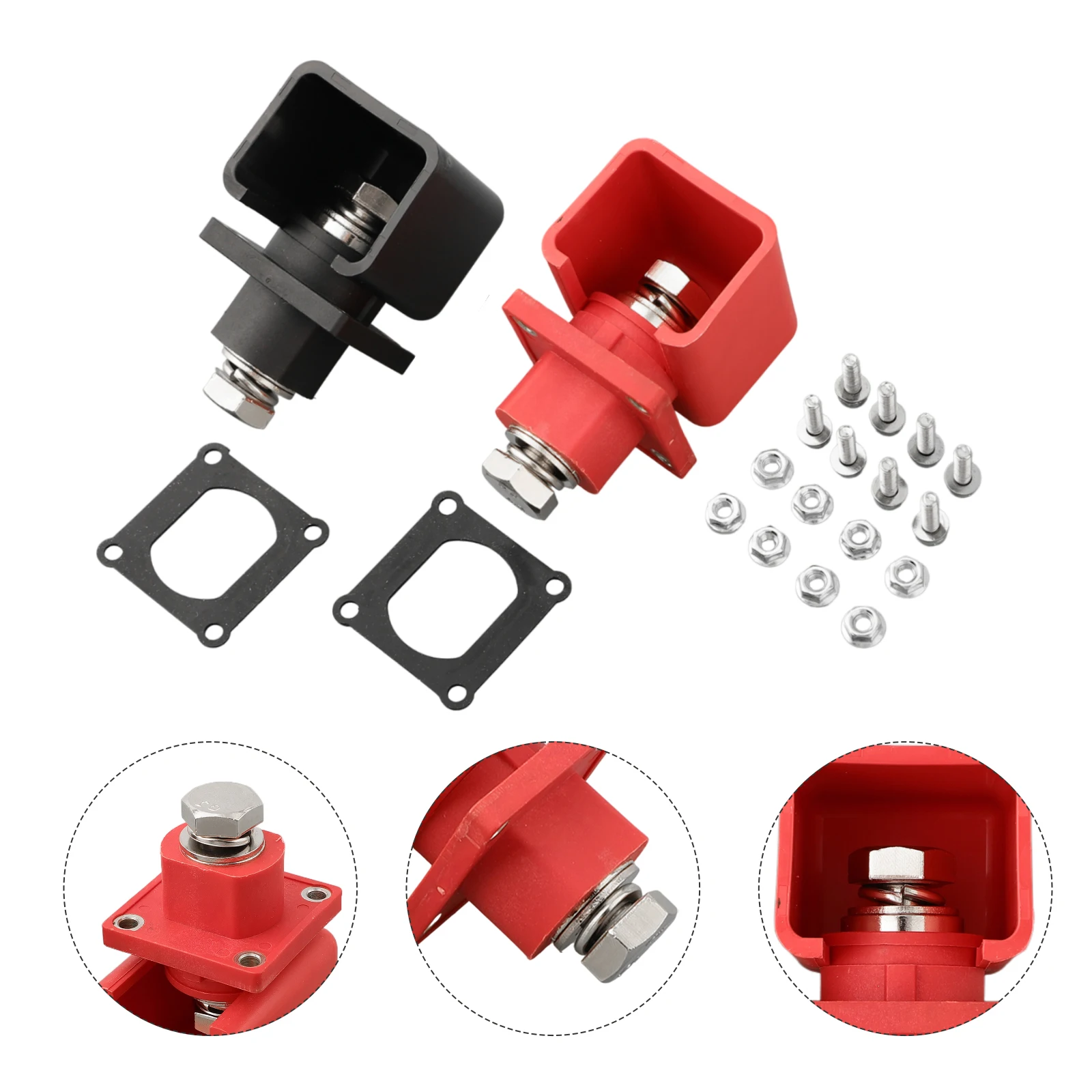 

Battery Connector Black red Terminal Block High IP67 Current Replaceable Sturdy 300A Copper Electrical Lithium