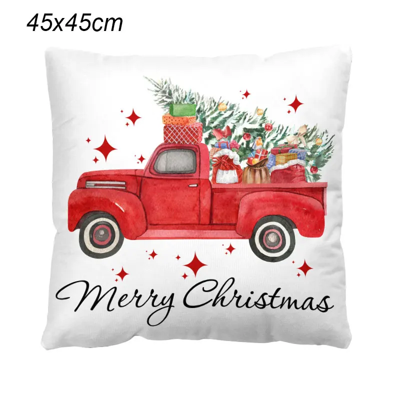 Funda de almohada de árbol de alce de Navidad, funda de almohada de 45x45cm, adornos navideños de invierno 2023 para el hogar, funda de cojín de