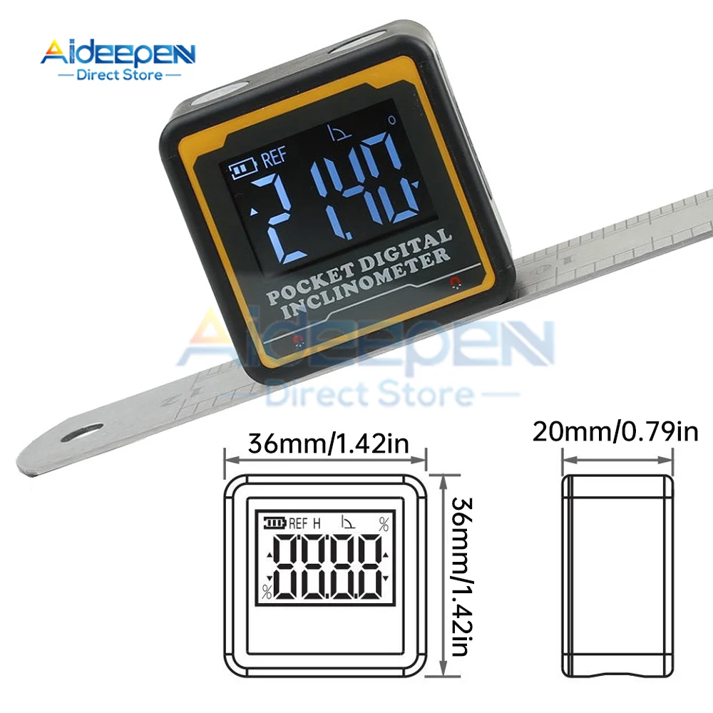 4*90 Degree Digital Level Protractor Angle Finder Bevel Gauge Inclinometer with Magnetic Protractor Inclinometer Angle Meter