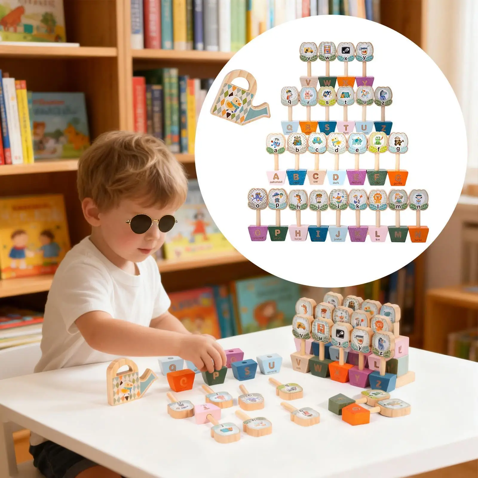 

Tabletop Match Game Interactive Independence Fine Motor Skill Toddler Alphabet Letters Matching Learning Toys for Preschool Kids