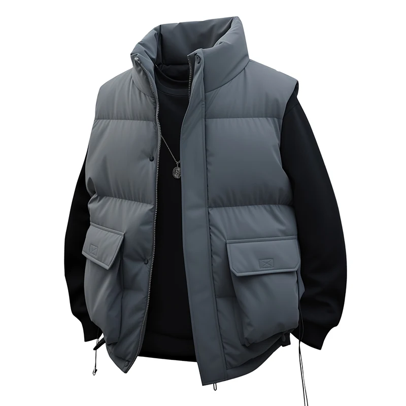 

Men's Winter New Solid Color Vests Men Stand Up Collar Sleeveless Cotton Coat Men Versatile Casual Workwear Warm Vest Waistcoats
