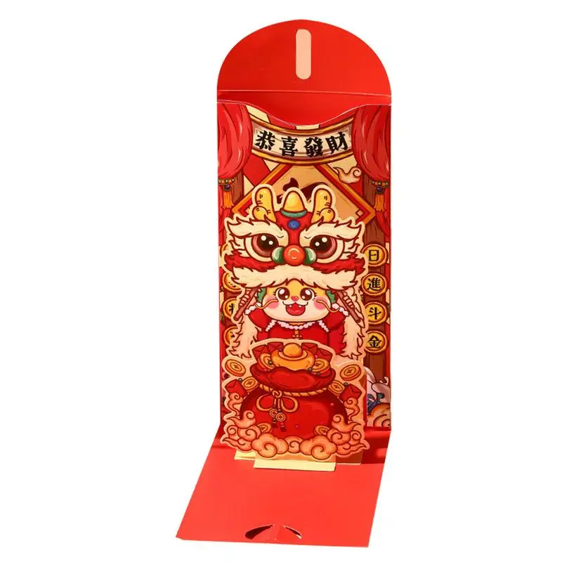 3d Rode Enveloppen 1 Stuks Chinese Drakenjaar 3d Rode Envelop Rood Nieuwe Tassen Geld Enveloppen Rode Envelop Schattige Vorm 3.9X7.9 Inch