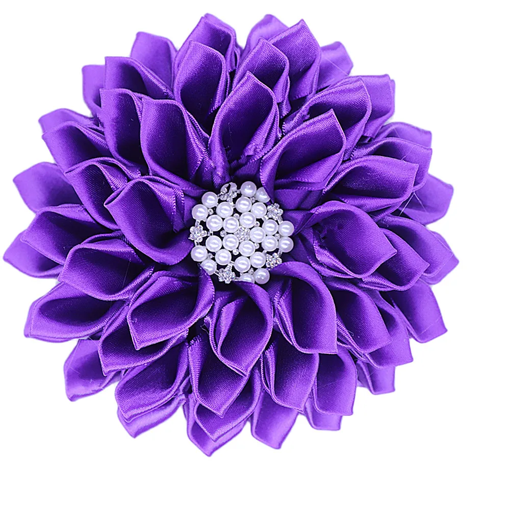 Pure Purple Corsage Ribbon Pearl Flower Greek Soror Dear Detla Violet Brooch Pin Jewelry