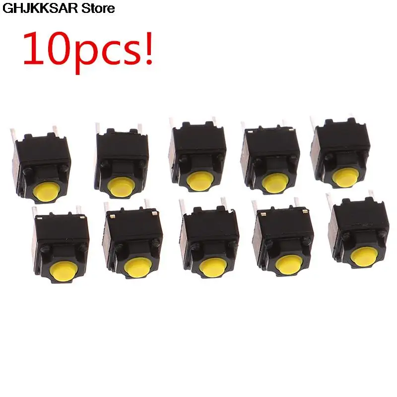 10pcs Tasto Mute Interruttore Silenzioso Mouse Senza Fili Del Mouse Del Mouse Cablato Pulsante Micro Interruttore Giallo Push Button Switch 6*6*7.3 millimetri