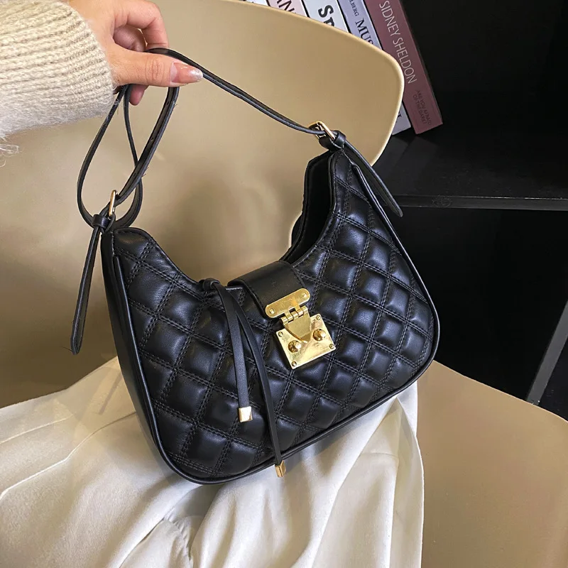 

Новая сумка подмышки с ромбовидной вышивкой, женская модная универсальная сумка на плечо, нишевая текстурная сумка для поездок на работу