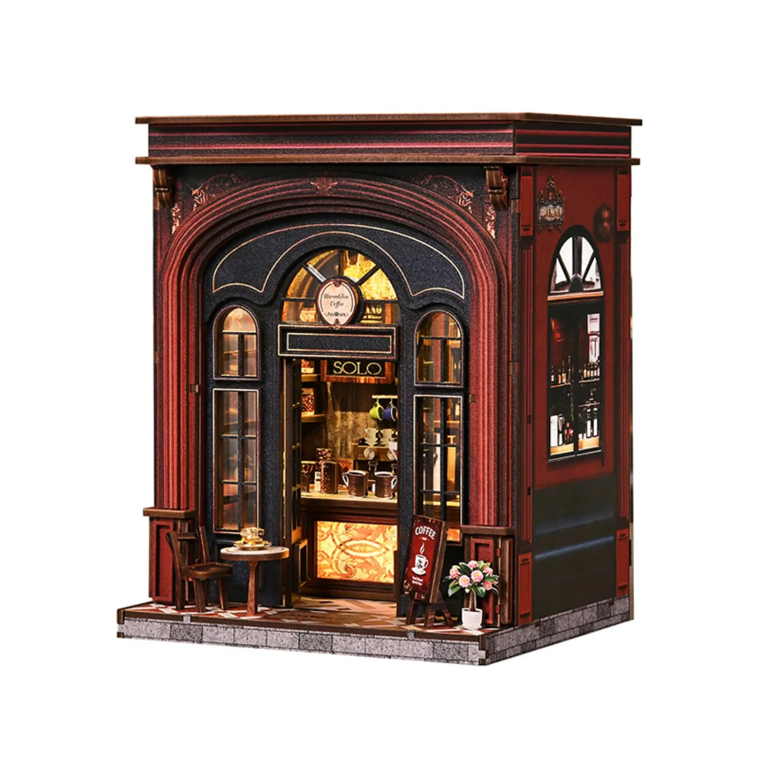 

Набор для сборки миниатюрной сцены: подставка для книг, деревянная модель для самостоятельной сборки, игрушка-конструктор для создания уютной кофейни своими руками