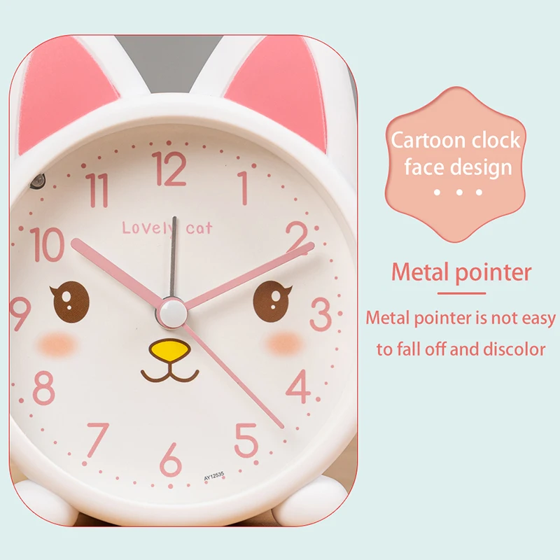 Cute Cat-Shaped Alarm Clock, Bedside Clock for the Bedroom, Silent Operation—Also a Must-Have Gift for Back-to-School Season view 2