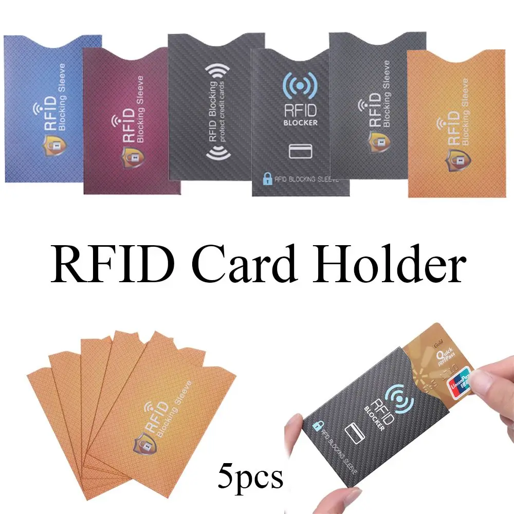 5PCS Fashion Bank Protection Anti-theft Blocking Sleeve RFID Blocker Protect Case Cover Card Holder