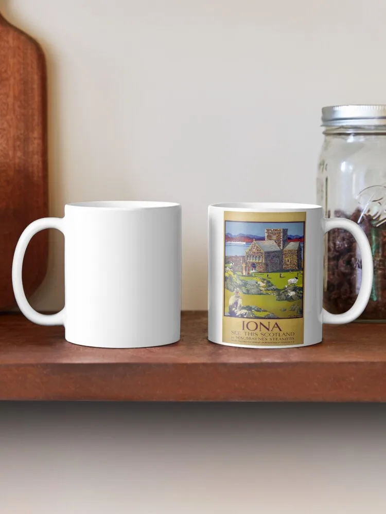 Iona Scotland Vintage Travel Poster Restored Coffee Mug Coffee Cup Set Tea Cup Breakfast Mug