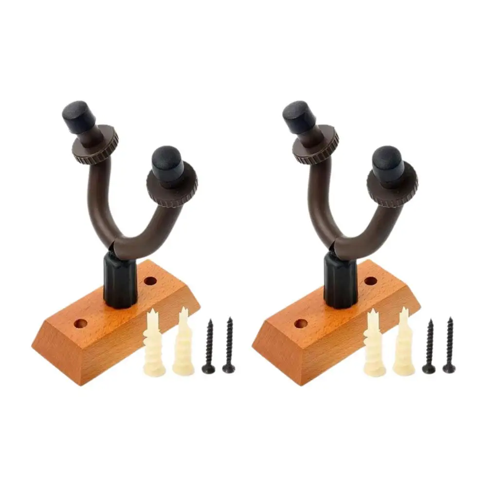 2PCS Guitar Wall Mounted Hanger Holder Stand Wooden Acoustic Guitar Ukulele Violin Bass Guitar Instrument Accessories