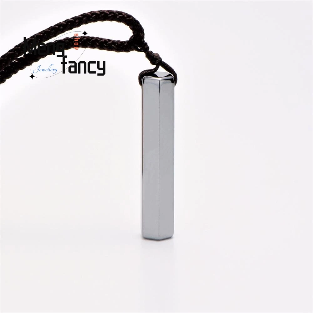 Natural Energy Stone Terahertz Diamond Pillar Simple Pendant Exquisite High-grade Fashion Fine Jewelry Best Selling Holiday Gift