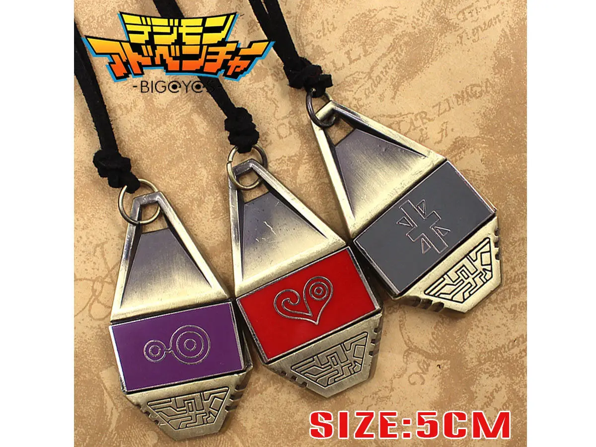 Digimon Adventure-Colgante magnético de cuerda para collar, insignia de evolución de la amistad, el amor y la esperanza, monstruo Digital, regalo de colección