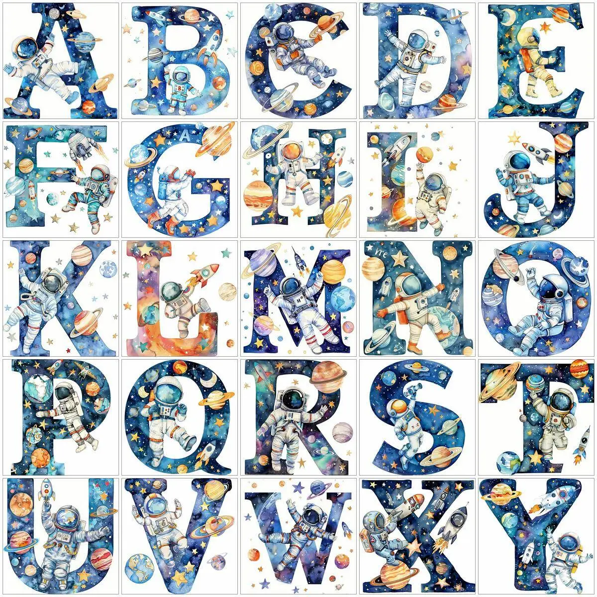 EverShine Diamond Painting Astronaut Portrait Letters Diamond Mosaic Planet Alphabet Scenery Star Rocket Home Leisure Gift