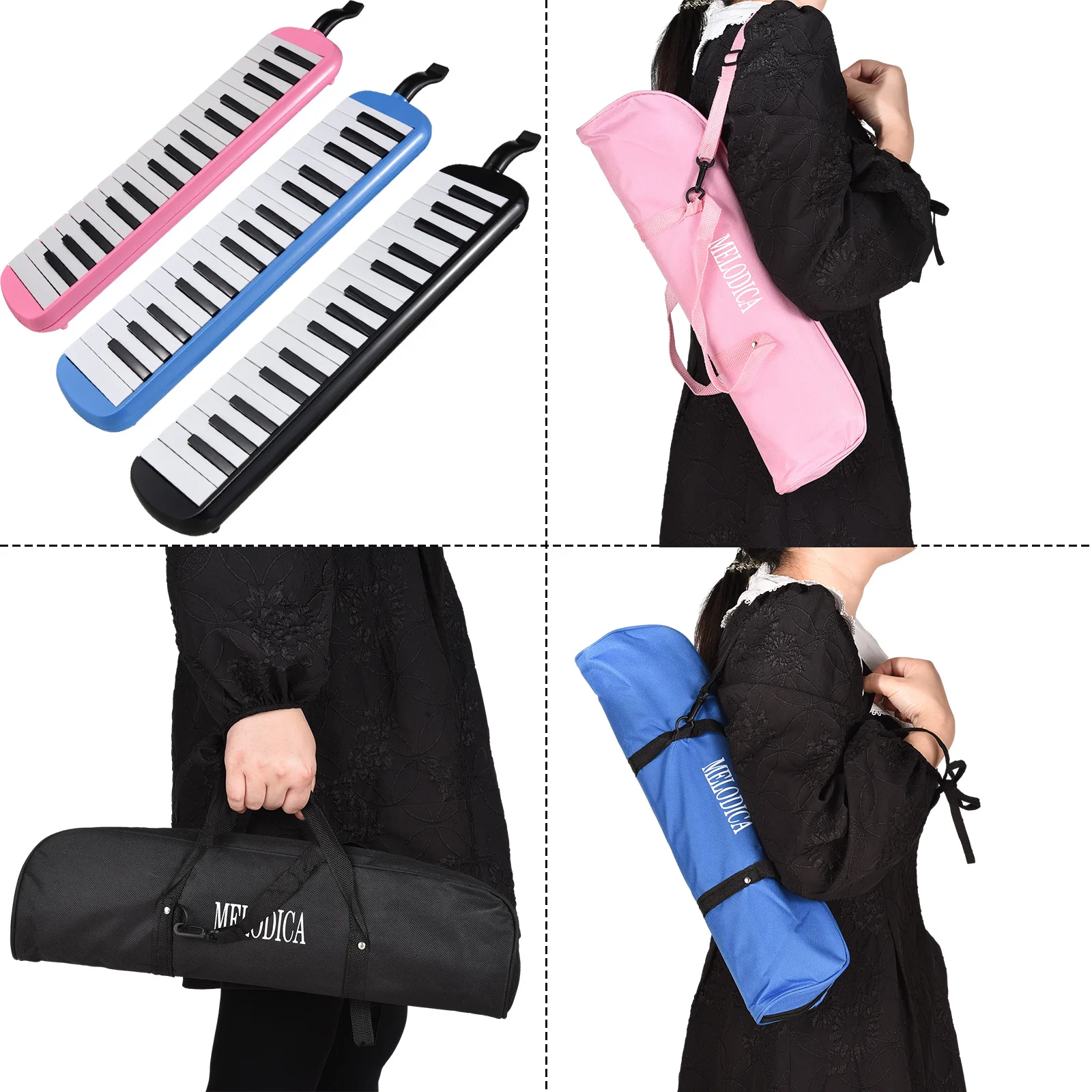 32 Keys Melodica Instrument Melodica Air Piano Keyboard with Soft Blow Pipe Blowing Nozzles Melodica Wind Instruments with Bag