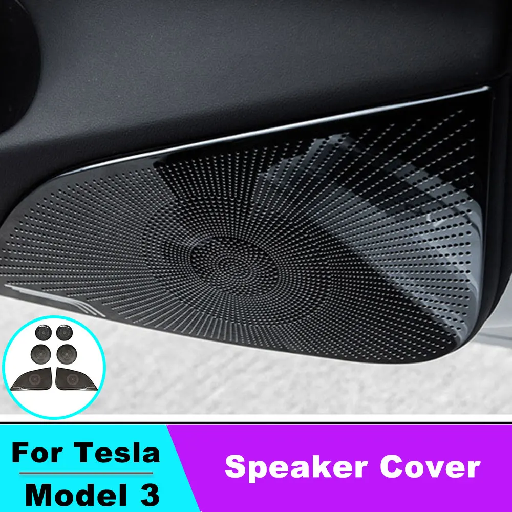 Interior Car Audio Speaker Cover Sticker For Tesla Model 3 2021 2022 2023 Door Loudspeaker Cover Under Seat Outlet Vent Trim