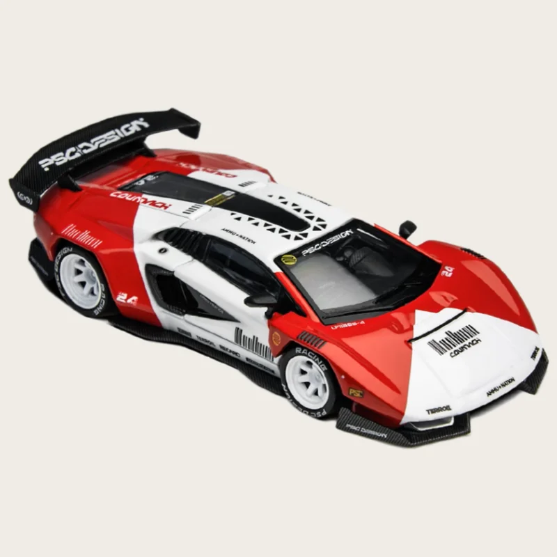 TM Diecast 1/64 Skala Model Samochodu Lamborghini ze Stopu Metali Lamborghini Countach V Czerwony Pojazd Zabawka dla Chłopców Prezent Oryginalne Opakowanie