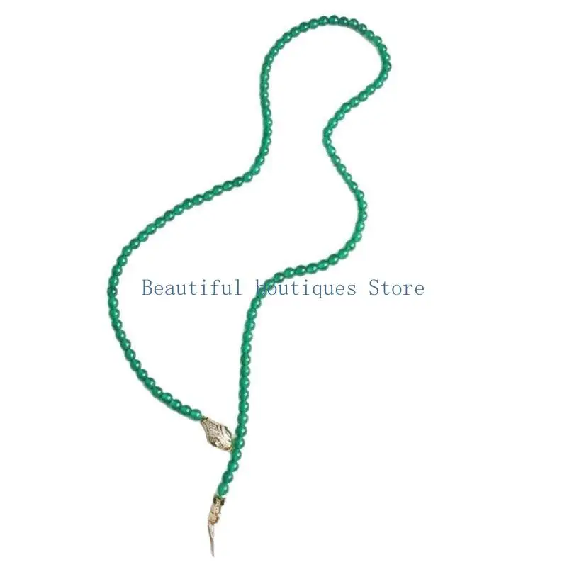 U4LF Ornamental Bead Necklace with Pendant Detail, Comfortable Round Profile for Everyday Outfits and Social Looks Daily
