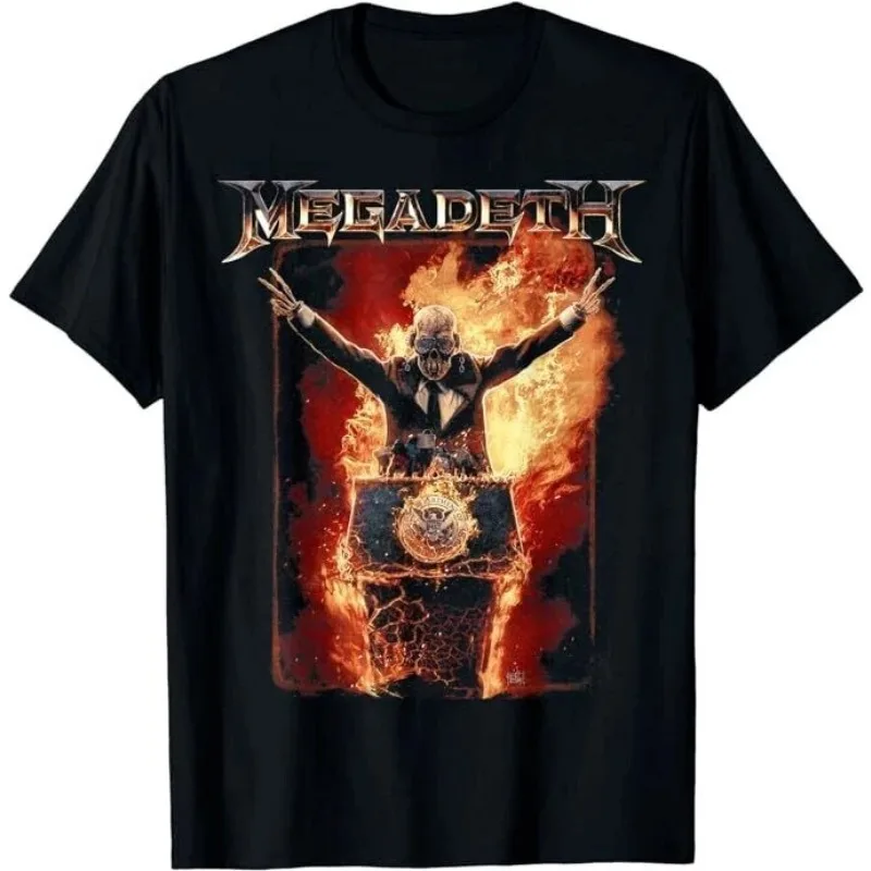 2025 MEGADETH Camiseta negra de manga corta Unisex de todas las tallas Camiseta de algodón informal de verano con cuello redondo para hombres y mujeres