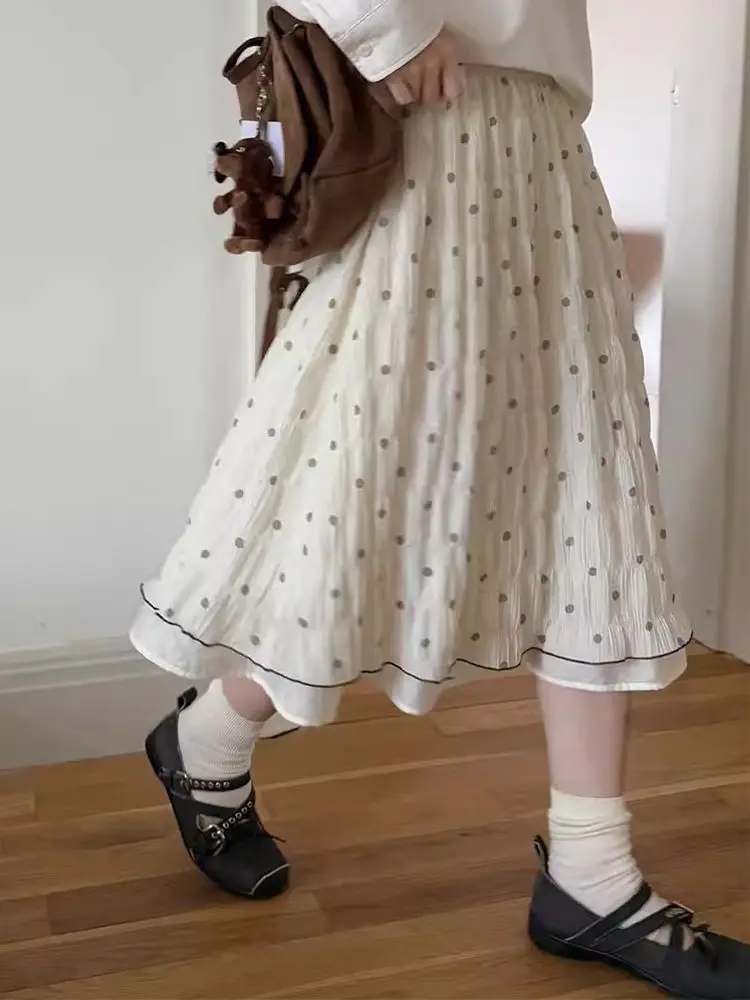 

Polka Dot Printing Double Skirt Contrasting Color A Word Skirt Spring and Summer