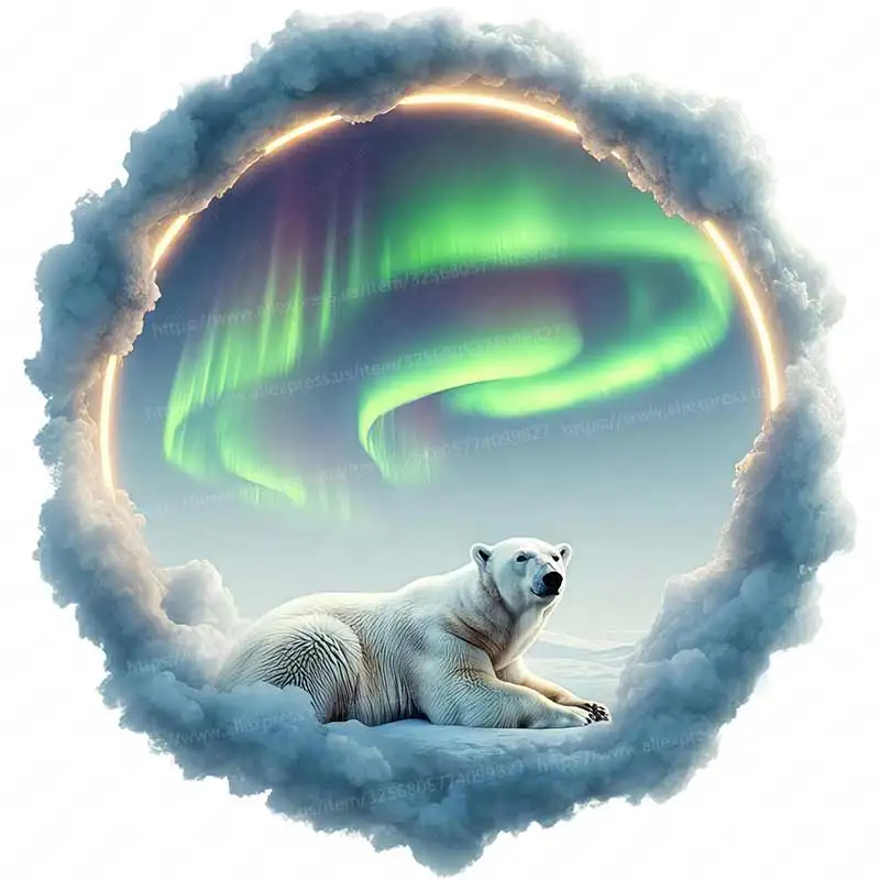 Arctic Aurora Polar Bear Wall Sticker Toilet Lid Stickers Bedroom Entrance Living Room Porch Home Decora Waterproof Decals M1469