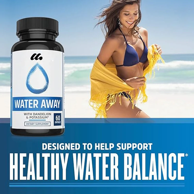 Water Away Herbal Formula, Healthy Liquid Balance | Contains Dandelion, Potassium, Green Tea, etc. | 60 capsules