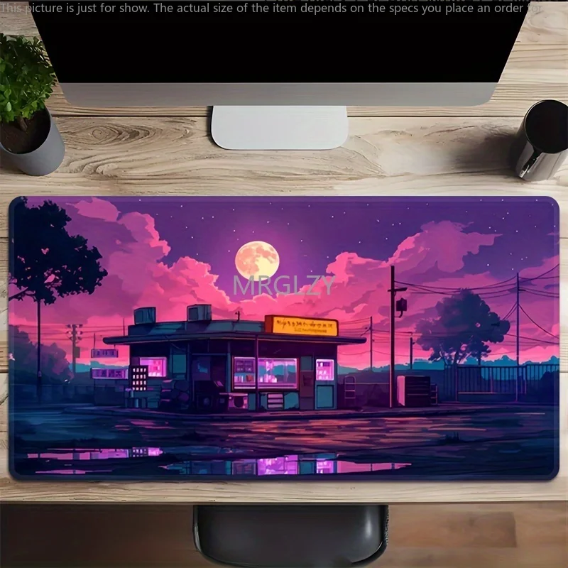 

Neon Night View Mouse Pad Large Rubber Base Anti-slip PC Desk Accessories Mousepad for Offices and Gamer Keyboard Mats Decor Mat